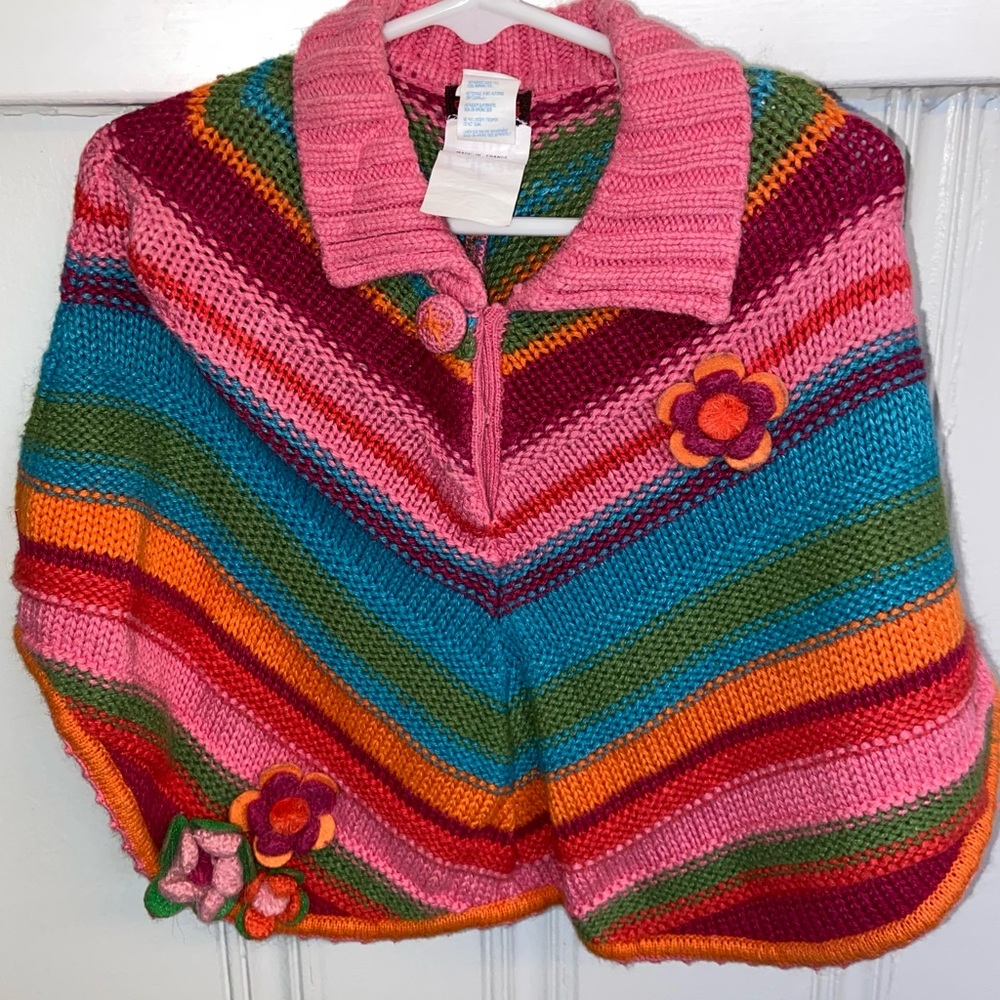 Catamini multi-colored sweater cape/poncho